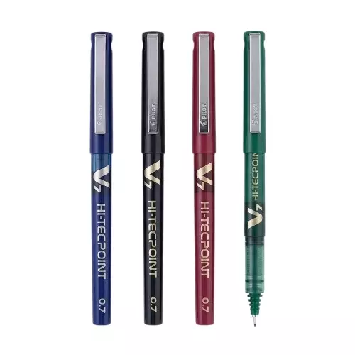 Pilot Hi-Tecpoint Roller Ball Pen 0.7 mm Tip Size Black, Blue, Green & Red Ink Color for Home, School & Office Use, V7 Pen (Pack of 48 Pcs)