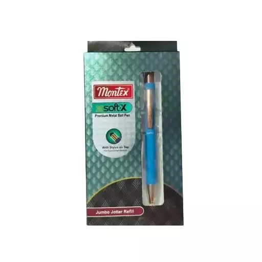 Montex Soft X Ball Pen Blue Ink Color Metal for Home, School & Office Use