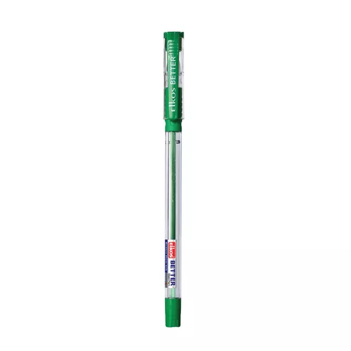 Elkos Better Ball Pen 0.7 mm Tip Size Green Ink Color (Pack of 10 Pcs)