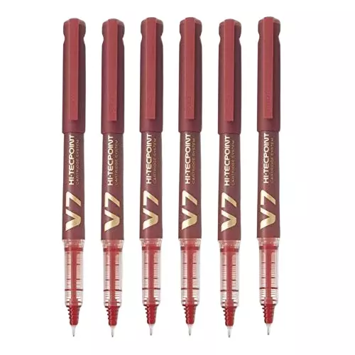 Pilot V7 Hi-Tecpoint Roller Ball Pen Cartridge System 0.7 mm Tip Size and Liquid Ink, Red (Pack of 6)