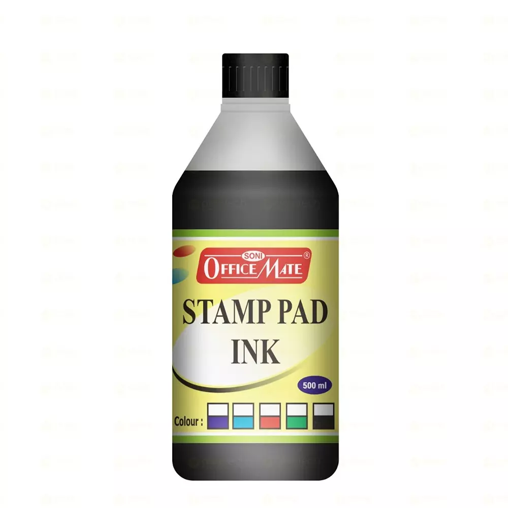 Soni Office Mate 500 ml Stamp Pad Refill Ink Smudge Free and Long Lasting for Office, School, Craft & DIY, Black