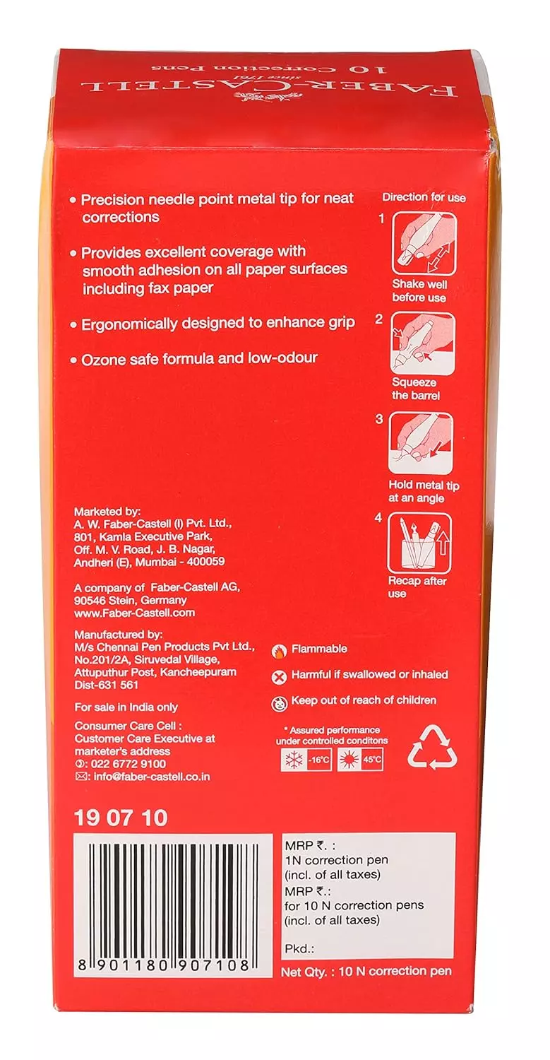 Faber-Castell 7 ml Ink Correction Pen (Pack of 10)