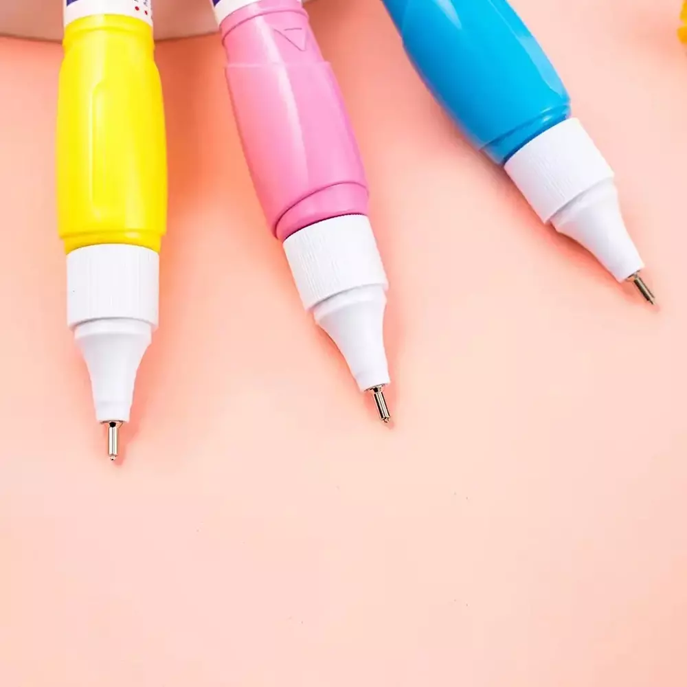 JC Correction Fluid Whitener Pen 15 ml Metal Tip Plastic Assorted Body Color for School & Office Use, No.3011 (Pack of 12 Pcs)