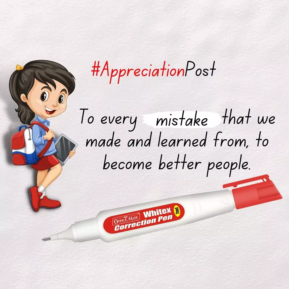 Soni OfficeMate Correction Pen With Transparent Cap 1 mm Tip Size 7 ml Fluid White for Office, College & School Use (Pack of 5 Pcs)