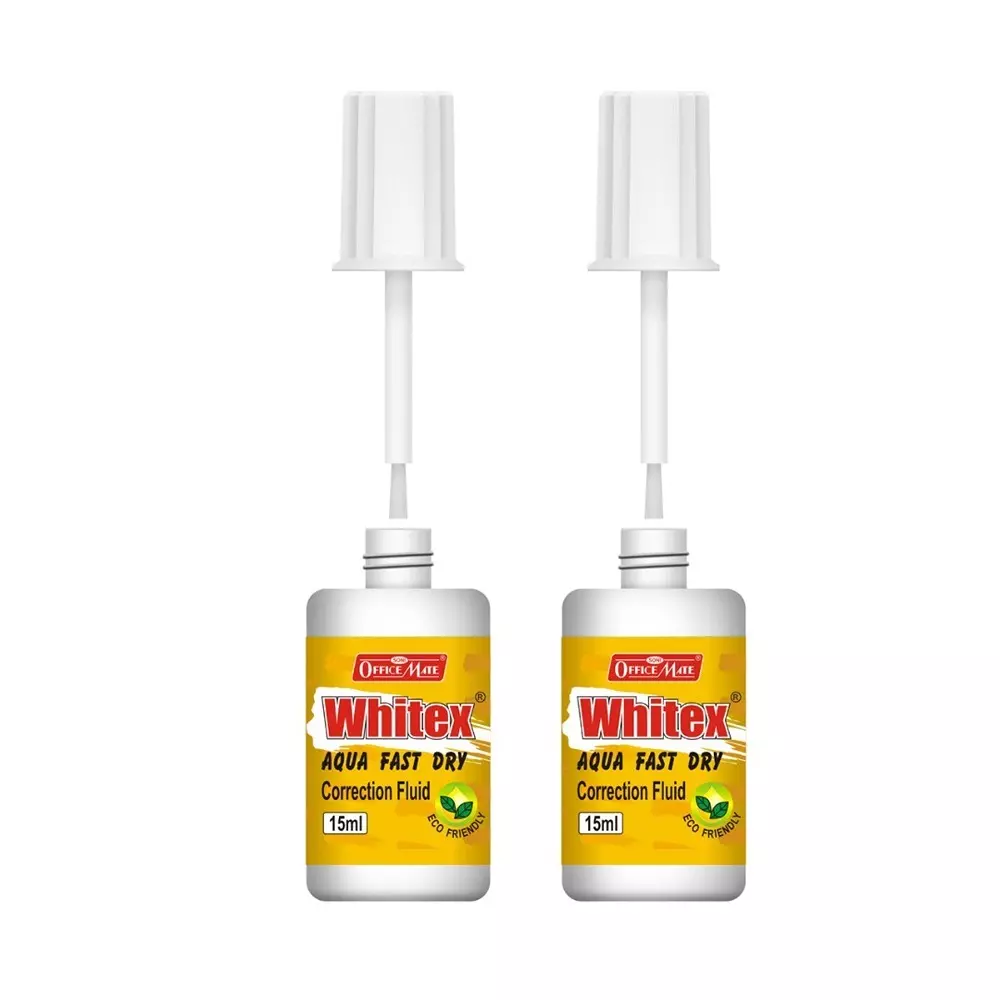 Soni Office Mate 15 ml Whitex Correction Fluid Instant Drying Smooth Application and High Coverage for Office, School & Home (Pack of 2)