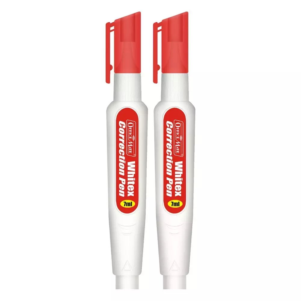 Soni Office Mate Correction Pen, 7 ml with 1 mm Metal Tip Instant Drying and Smooth Application for Office, School & Home (Pack of 2)