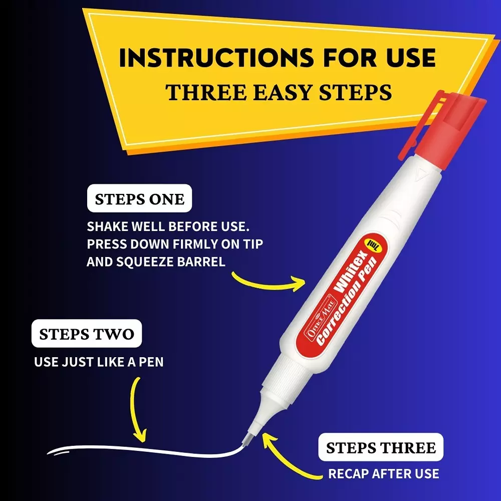 Soni Office Mate Correction Pen, 7 ml with 1 mm Metal Tip Instant Drying and Smooth Application for Office, School & Home (Pack of 2)