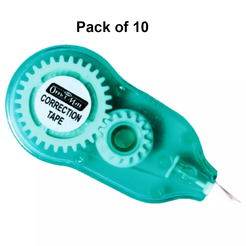Soni Office Mate Correction Tape 5 mm x 6 m Instant Drying Smooth and Mess Free Application for Office, School & Home (Pack of 10)