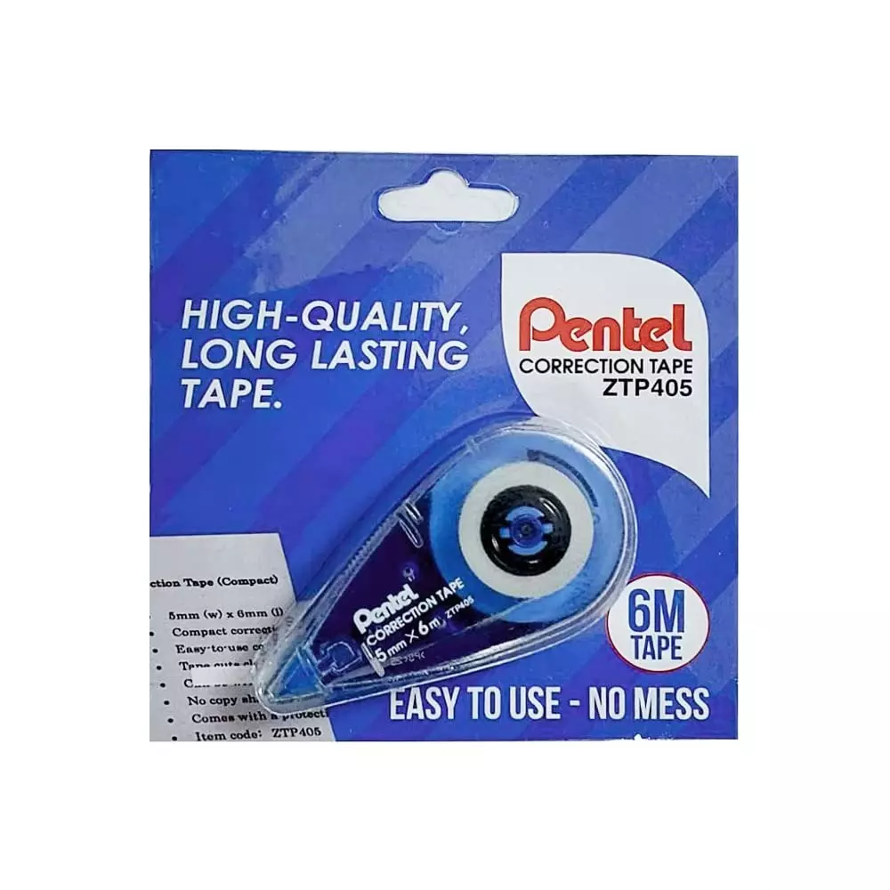 Pentel Non-Toxic & Strong Adhesive Correction Tape Plastic for Home, School & Office Use, ZTP405