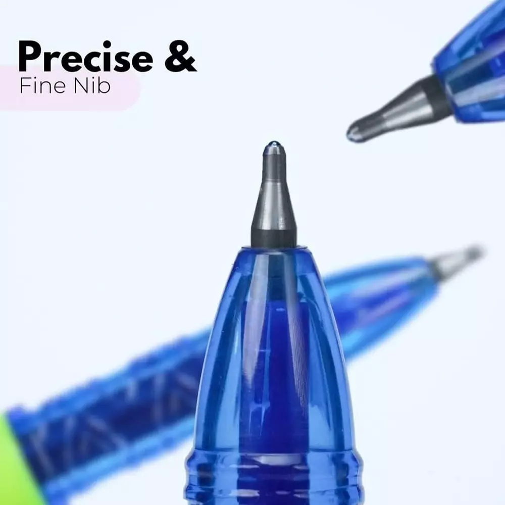 montex-hyper-07-mm-tip-gel-pen-blue-ink-plastic-body-ergonomic-grip-jumbo-refill-non-toxic-waterproof-ink-pack-of-10-pcs