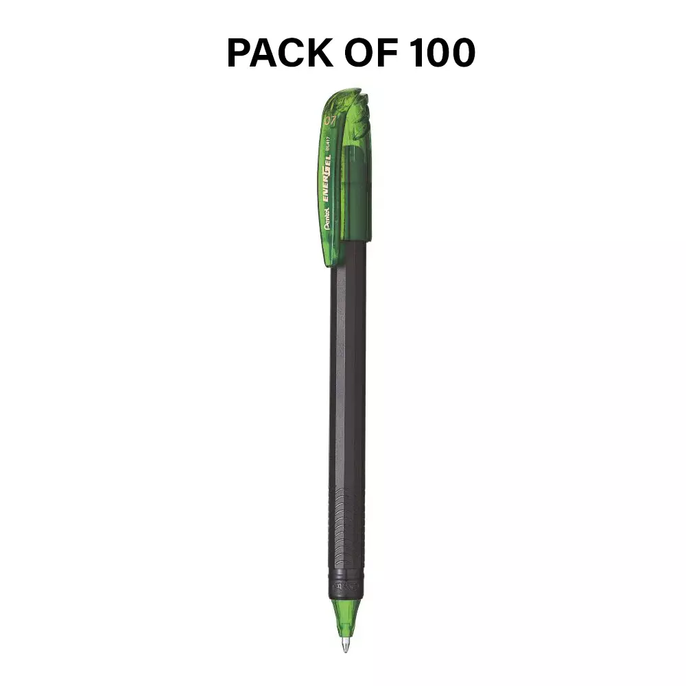 Pentel Energal Roller Gel Pen Plastic Assorted 0.7 mm Tip Size for Home, School & Office Use, BL417-EG (Pack of 100 Pcs)