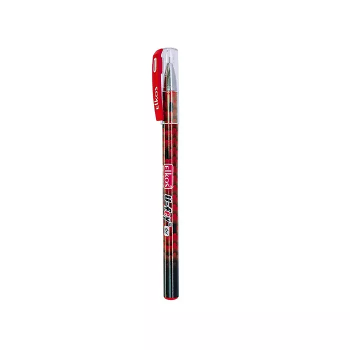 Elkos U-Fey Gel Pen Steel Nib Plastic Body Red Ink Color (Pack of 10 Pcs)
