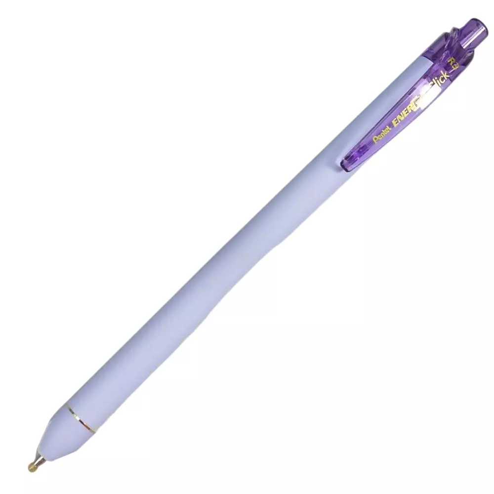 Pentel EnerGel Click Roller Gel Pen 0.7 mm Tip Size Refillable Violet Body Blue Ink, BL437R3