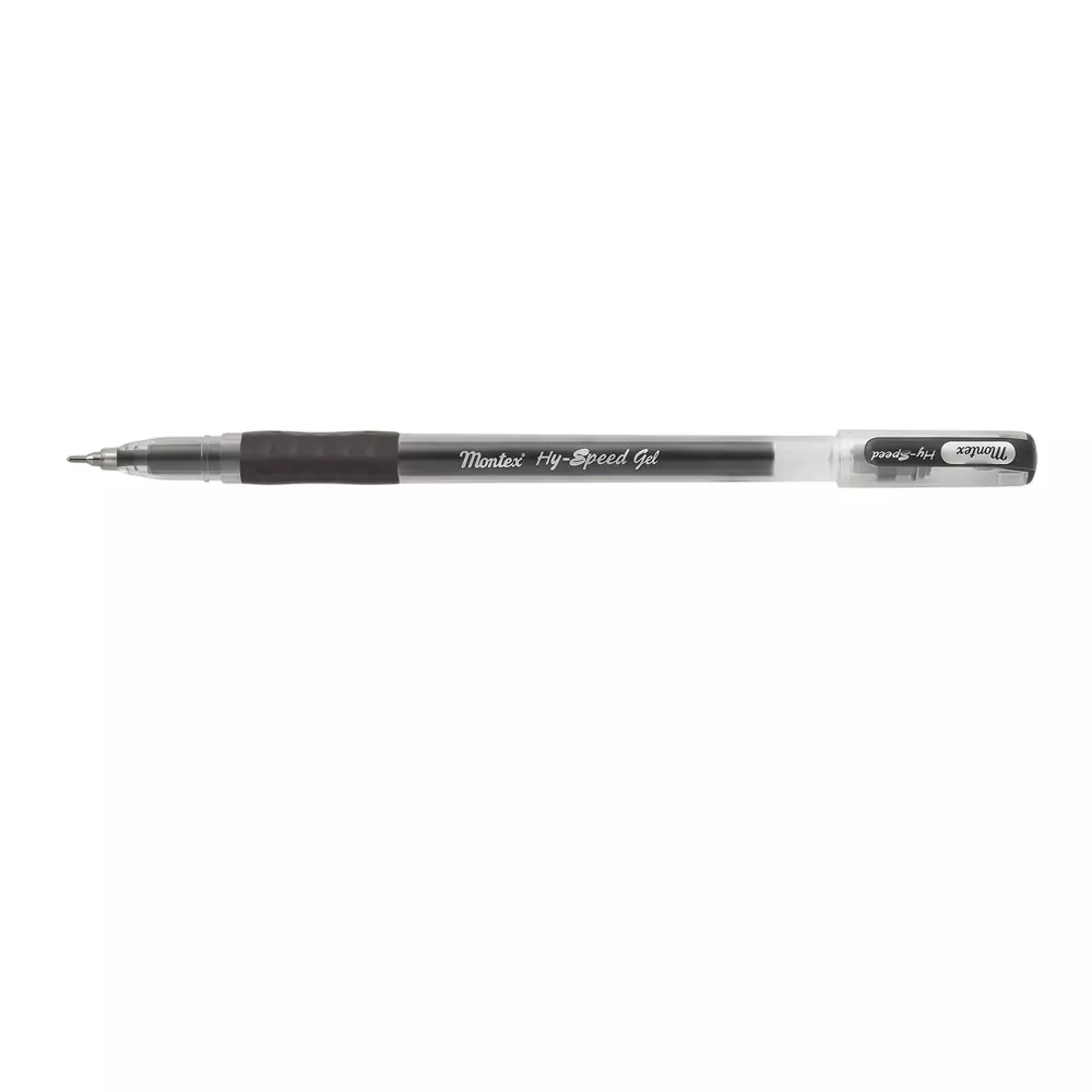 Montex Hyspeed-Grip 0.5 mm Tip Gel Pen Black Ink Non Toxic & Waterproof Ink (Pack of 10 Pcs)