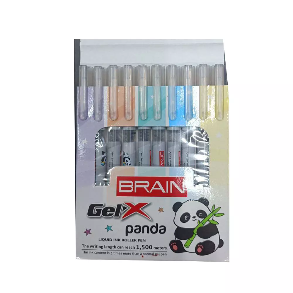 BRAIN Gel-X Panda Roller Gel Pen Blue Ink (Pack of 10)