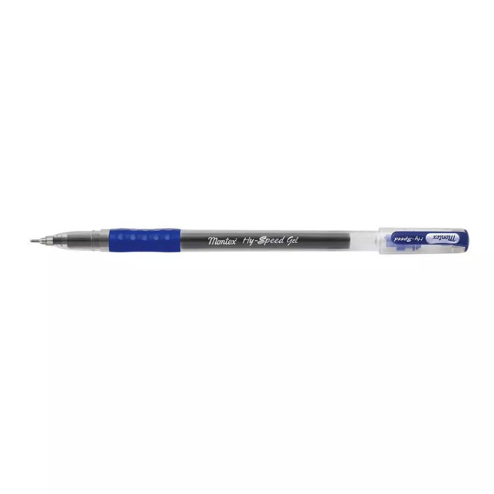 Montex Hyspeed-Grip 0.5 mm Tip Gel Pen Blue Ink Non Toxic & Waterproof Ink (Pack of 10 Pcs)