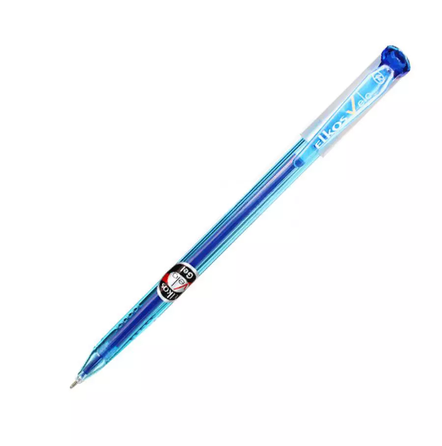 Elkos Vello Gel Pen Steel Nib Plastic Body Blue Ink Color (Pack of 10 Pcs)