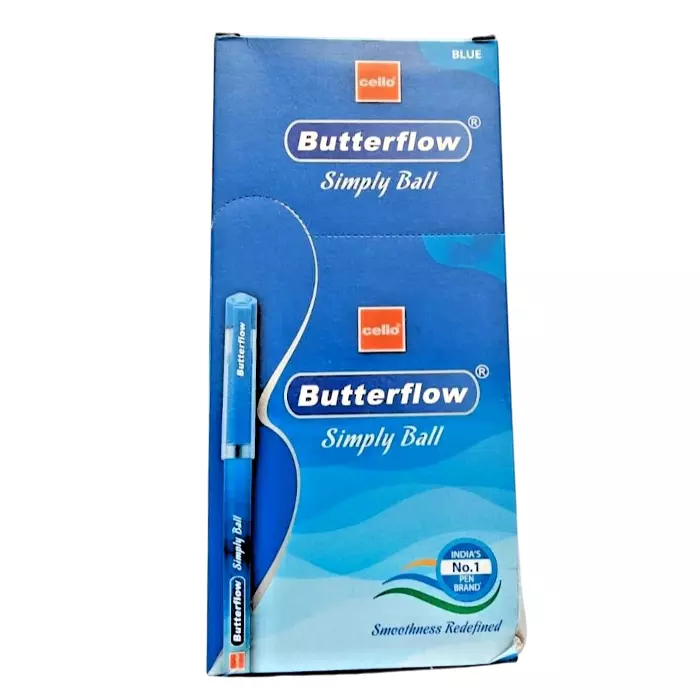 Cello Butterflow Classic Roller Gel Pen Ergonomic Grip Blue Ink Color Plastic for Office, Home & School (Pack of 20 Pcs)