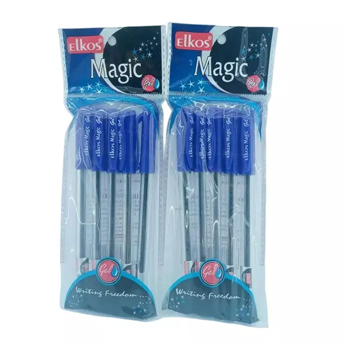 Elkos Magic Gel Pen 0.5 mm Tip Size Blue Ink Color (Pack of 10 Pcs)