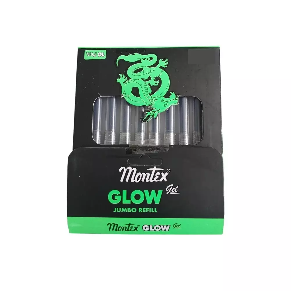 montex-hyper-glow-07-mm-tip-gel-pen-blue-ink-plastic-body-ergonomic-plastic-grip-jumbo-refill-non-toxic-waterproof-ink-pack-of-10-pcs