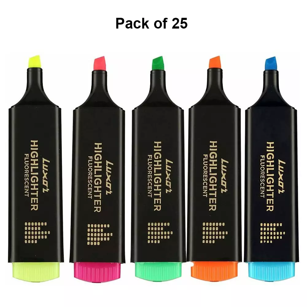 luxor-fluorescent-highlighter-chisel-tip-assorted-color-1852-set-of-25
