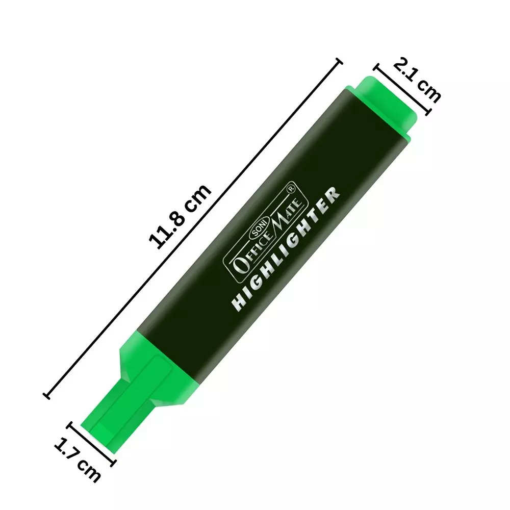Soni Office Mate 5 Shade Fluorescent Highlighter Quick Dry Smudge Proof Ink Flexible Chisel Tip for School, Office & Home