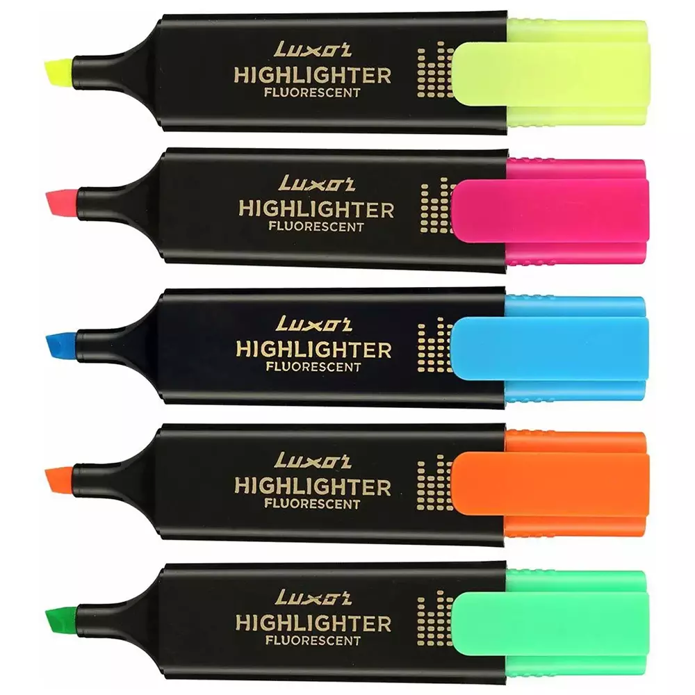 luxor-fluorescent-highlighter-chisel-tip-assorted-color-1852-set-of-5
