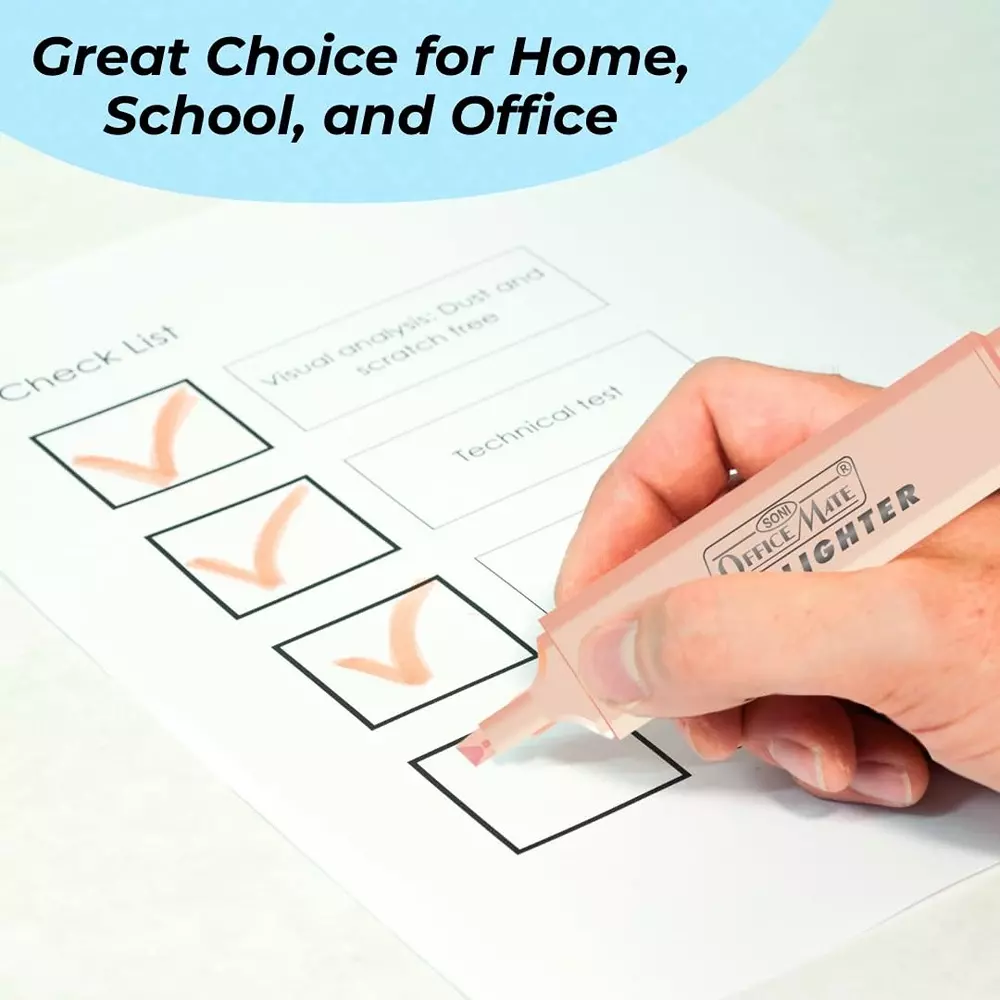 Soni OfficeMate Pastel Highlighters & Correction Pen Combo 1 mm Tip Size 7 ml Fluid Assorted for Office, College & School Use