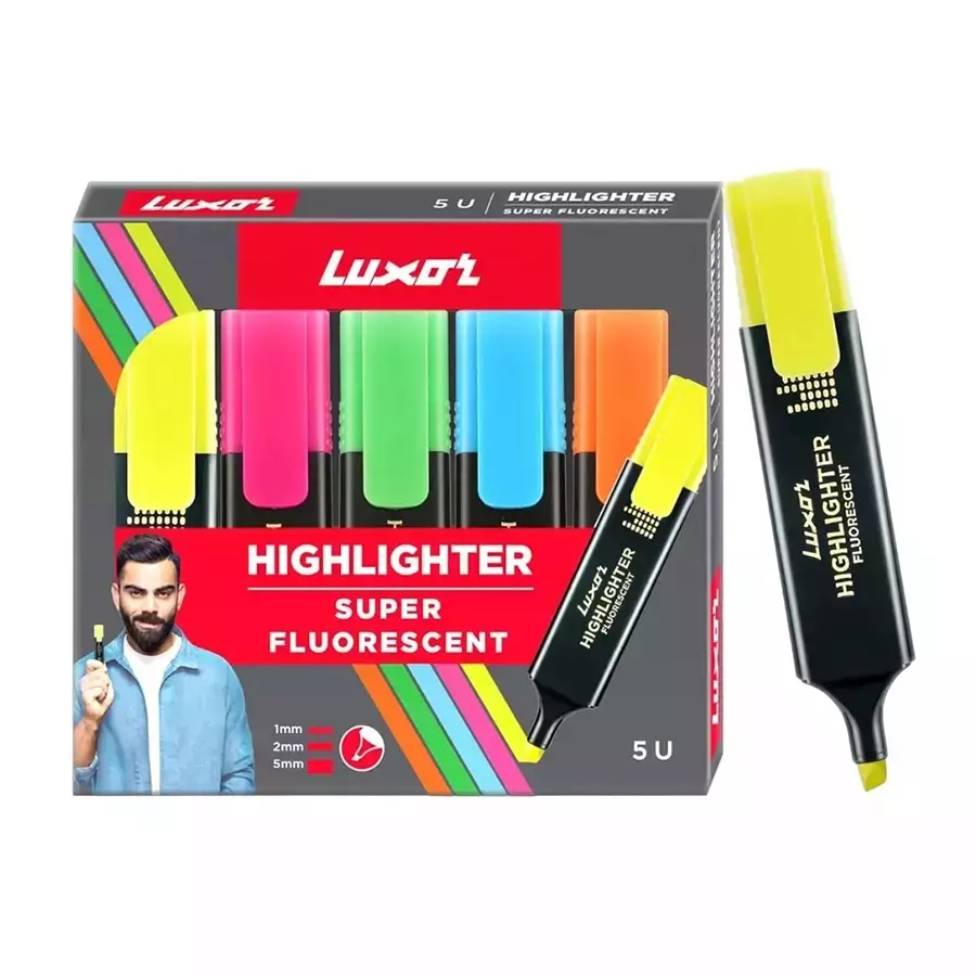 Luxor Hi-Lighter with Chisel Points Kit Multicolour (Pack of 25 Pcs)