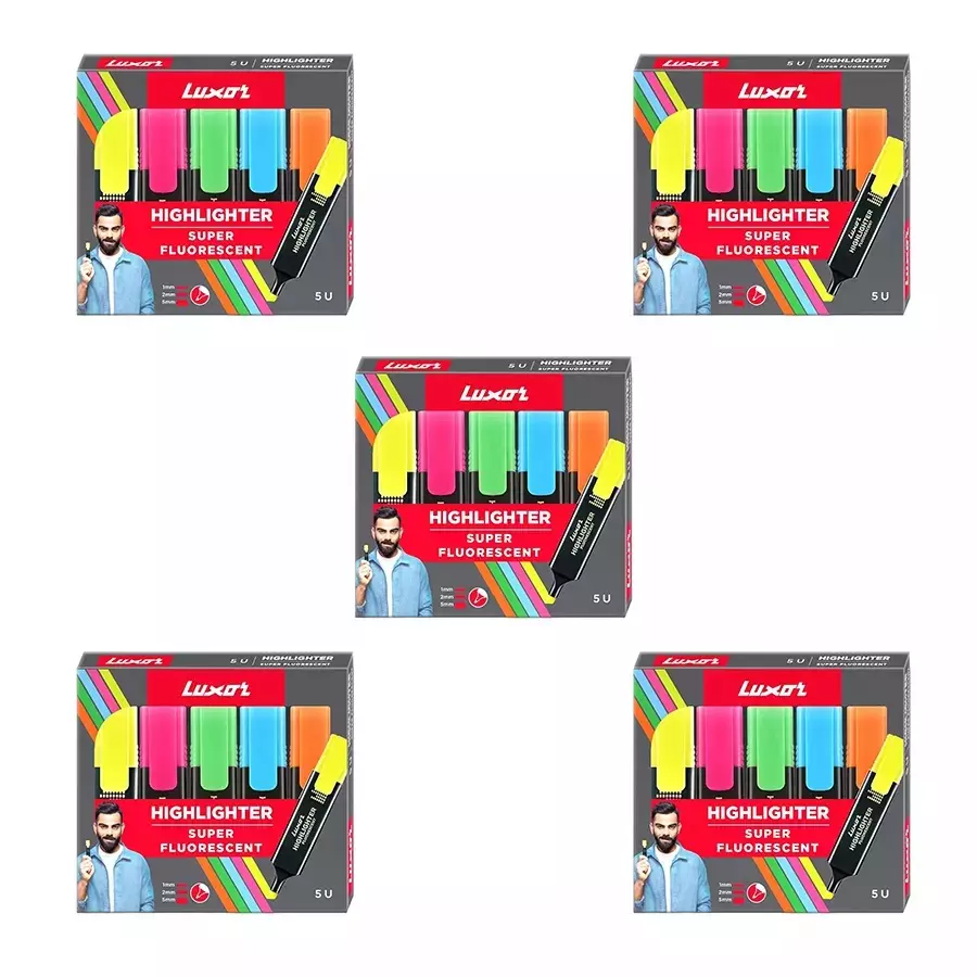 Luxor Hi-Lighter with Chisel Points Kit Multicolour (Pack of 25 Pcs)