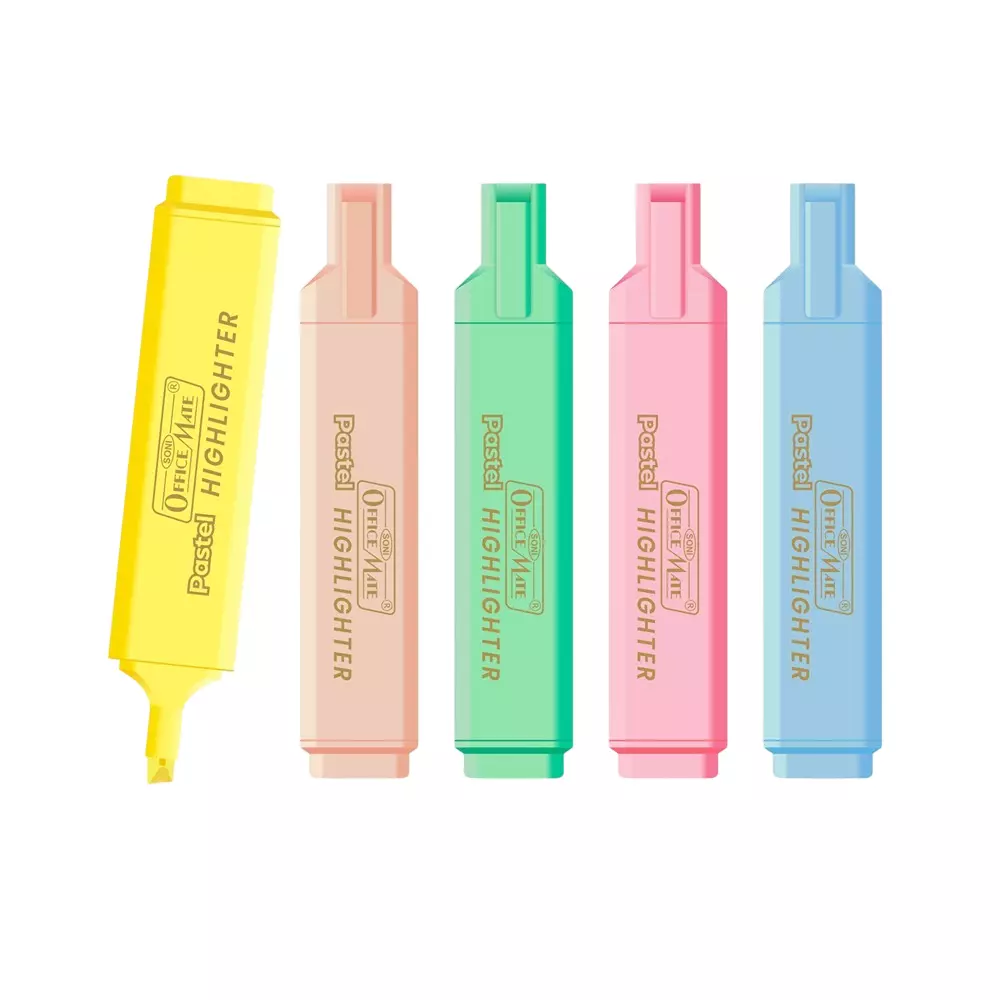Soni Office Mate 5 Shades Pastel Highlighter Multicolor, Soft, Quick Dry, Non-Toxic Ink Ideal for Kids, Journaling & Study