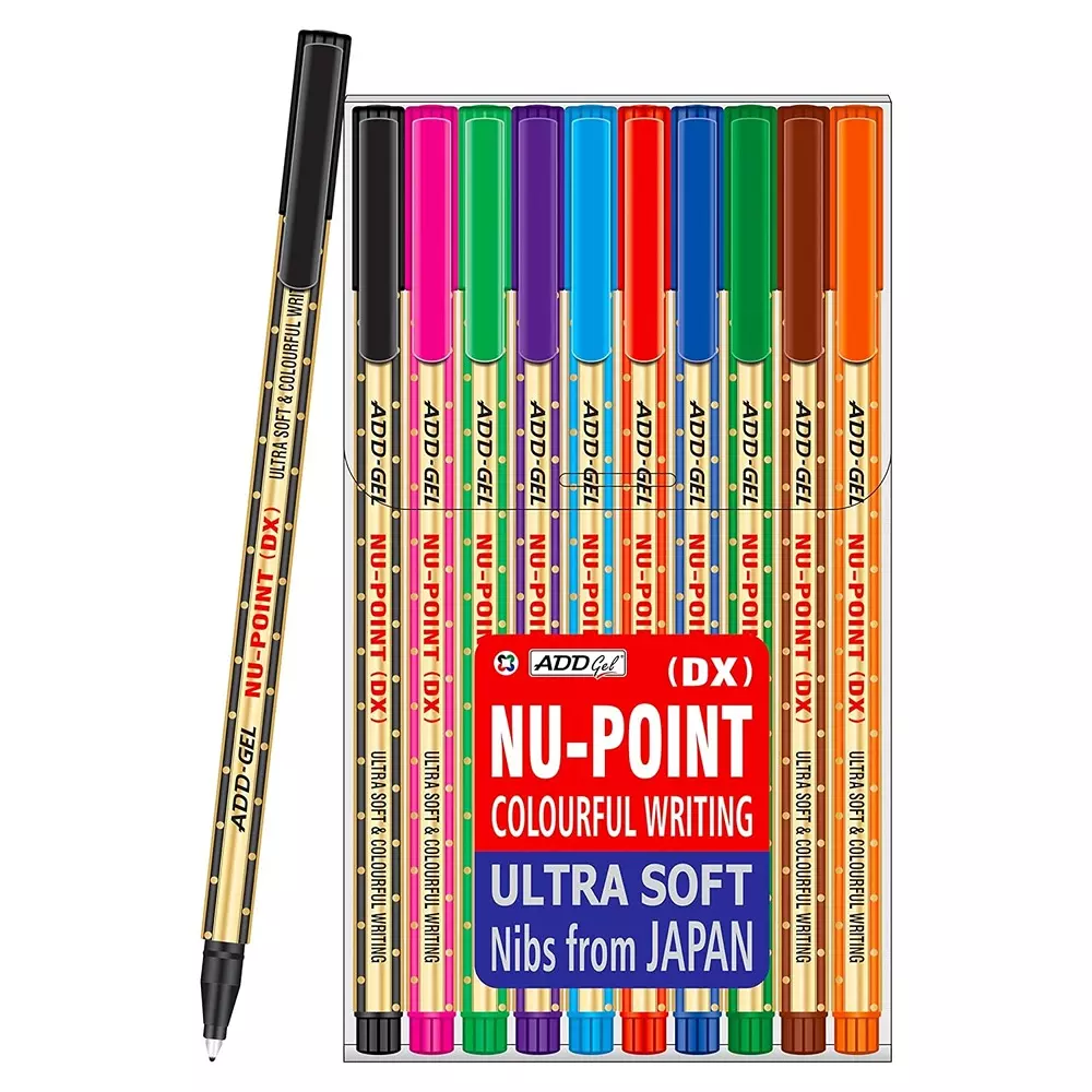 ADD Gel White Board Pen Nu-Point Dx Colourful Writting Assorted Color (Pack of 10)