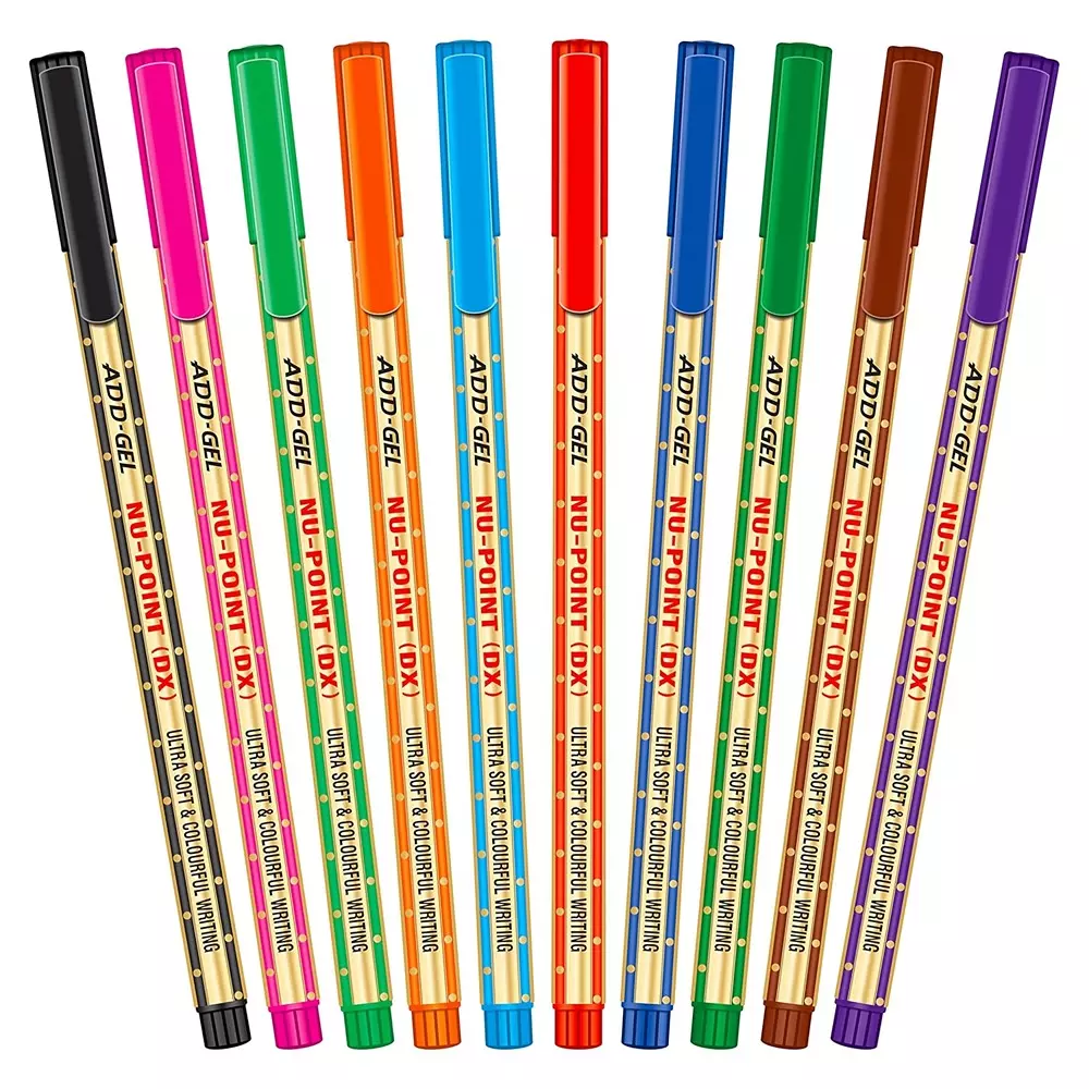 ADD Gel White Board Pen Nu-Point Dx Colourful Writting Assorted Color (Pack of 10)