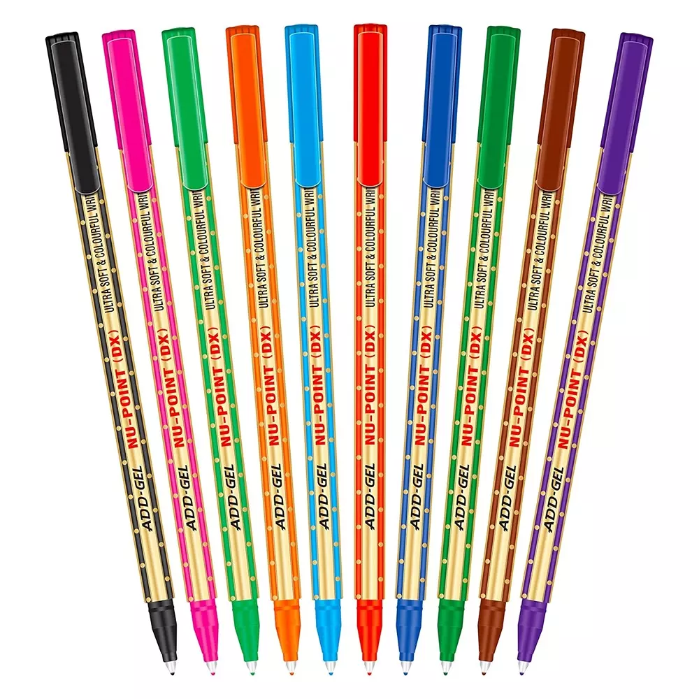 ADD Gel White Board Pen Nu-Point Dx Colourful Writting Assorted Color (Pack of 10)