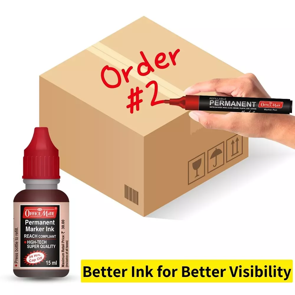Soni Office Mate 15 ml Permanent Marker Refill Ink Quick Dry Smudge Free Long Lasting for School, Office, Craft & DIY, Multicolor (Pack of 4)