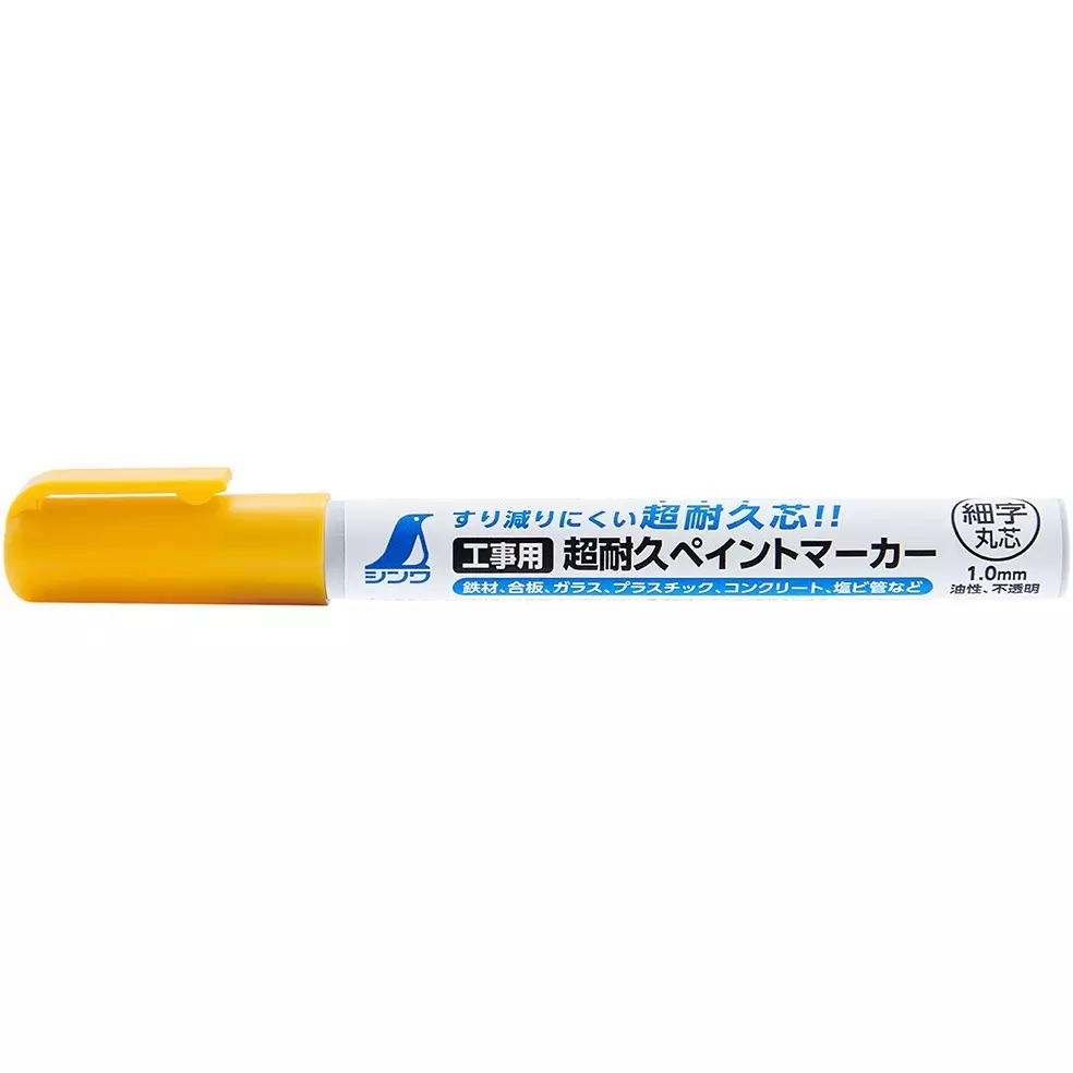 Shinwa Rules Ultra-Durable Paint Marker For Construction, Fine Tip 141x16x18 mm, 79298