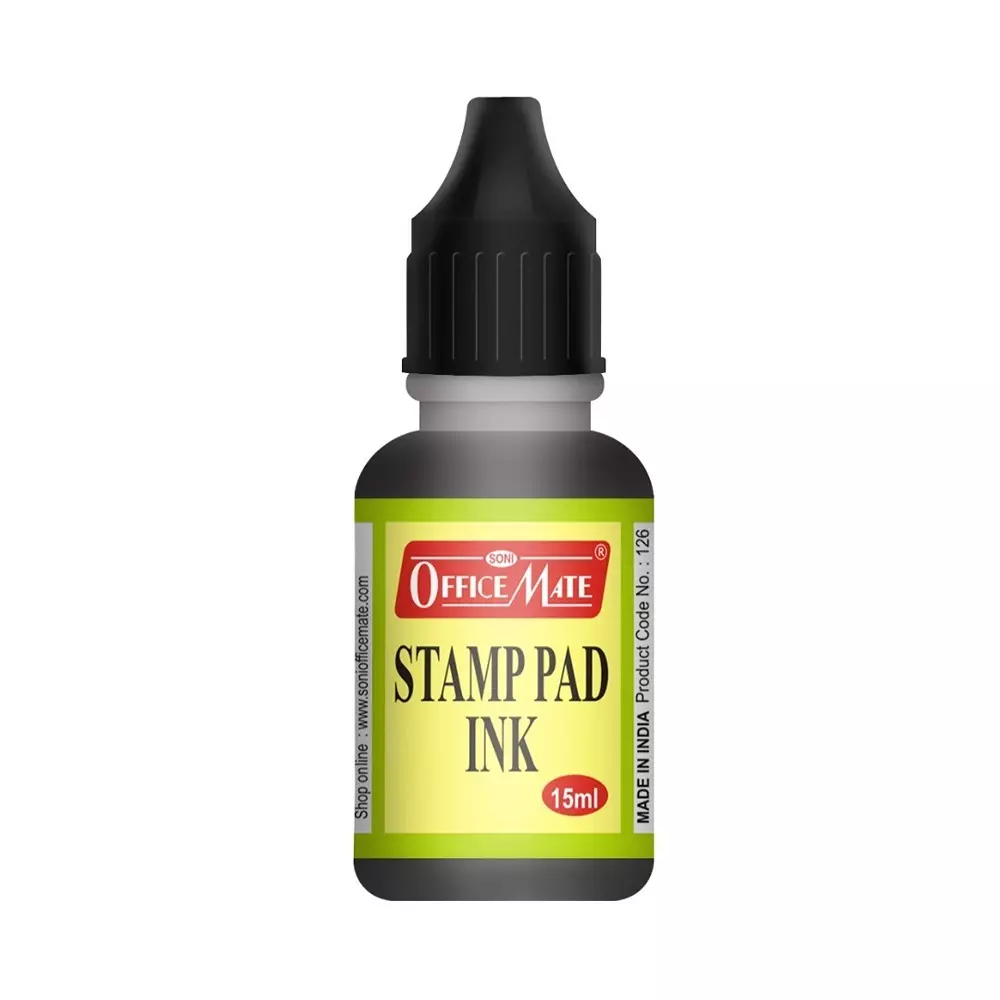 Soni Office Mate 15 ml Stamp Pad Refill Ink Quick Dry Smudge Free Long Lasting for School, Office, Craft & DIY, Black (Pack of 10)