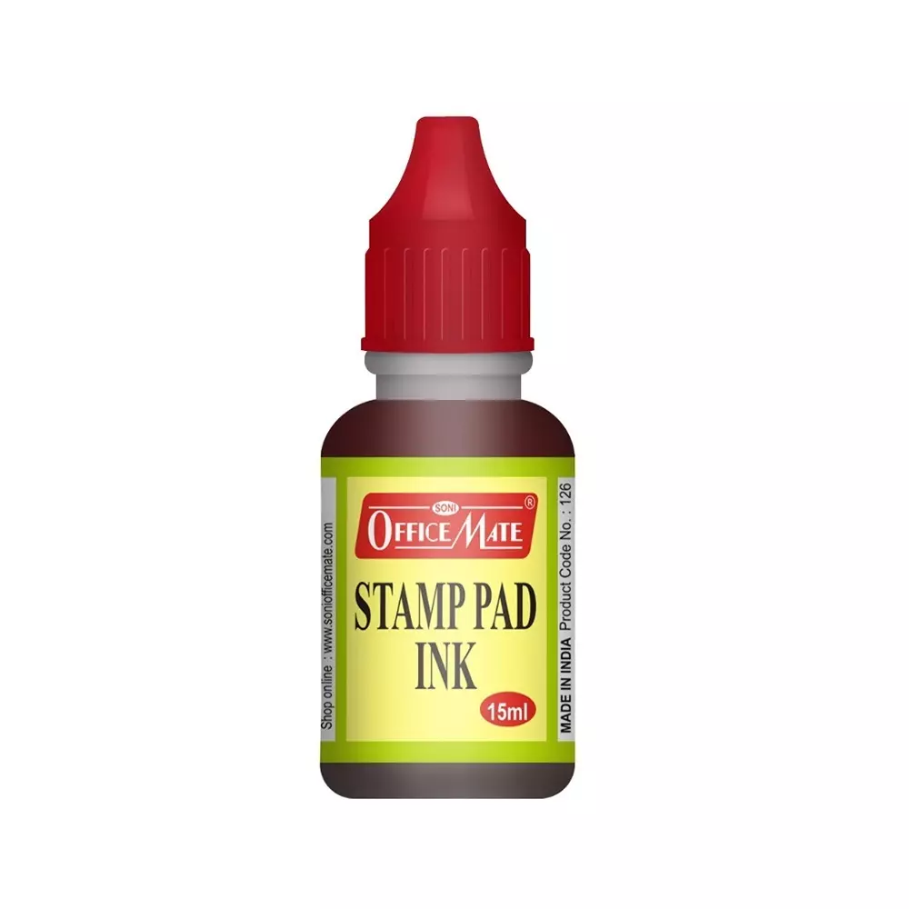 Soni Office Mate 15 ml Stamp Pad Refill Ink Quick Dry Smudge Free Long Lasting for School, Office, Craft & DIY, Red (Pack of 10)