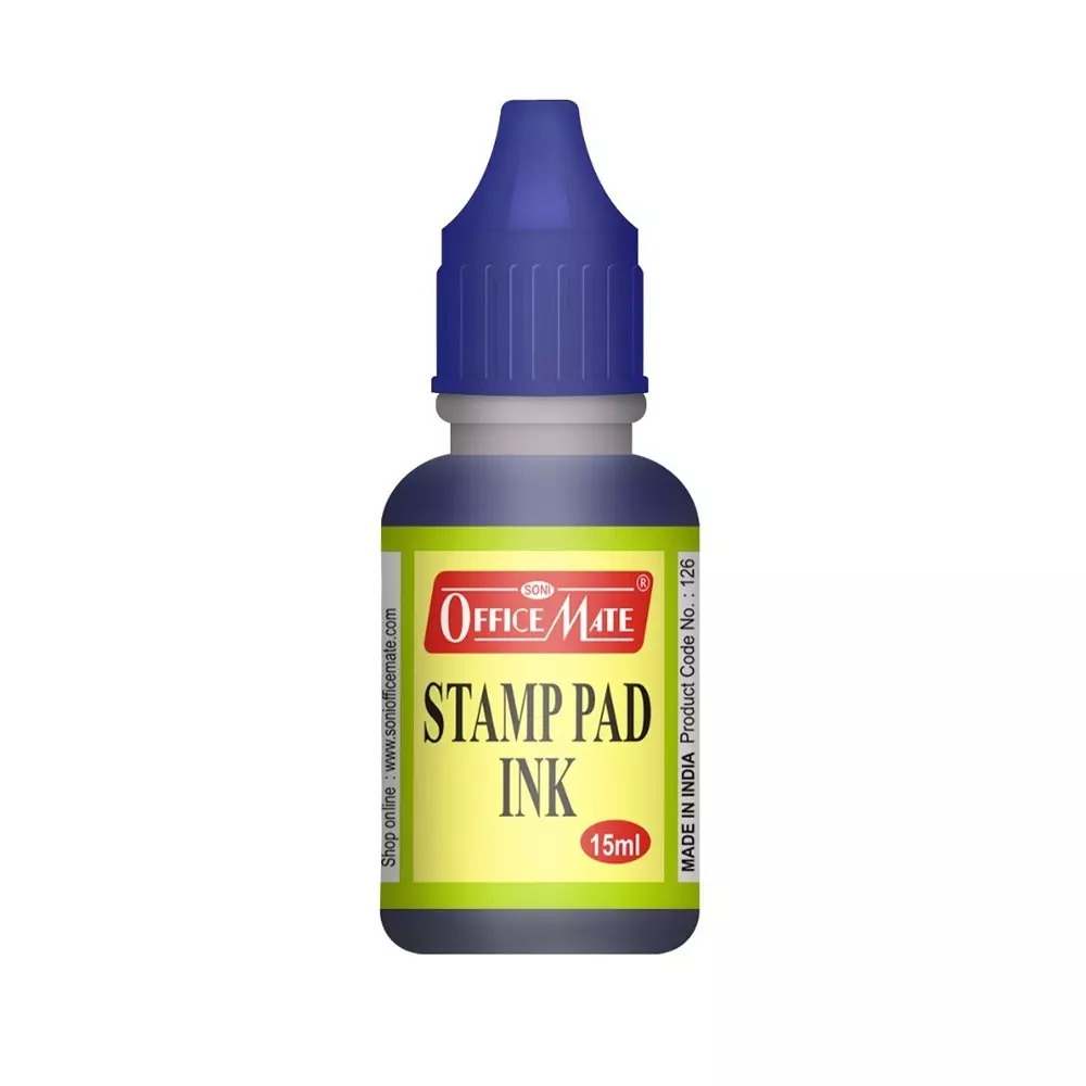 Soni Office Mate 15 ml Stamp Pad Refill Ink Quick Dry Smudge Free Long Lasting for School, Office, Craft & DIY, Blue (Pack of 10)