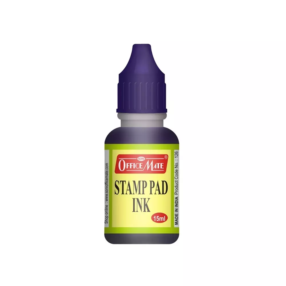 Soni Office Mate 15 ml Stamp Pad Refill Ink Quick Dry Smudge Free Long Lasting for School, Office, Craft & DIY, Violet (Pack of 10)