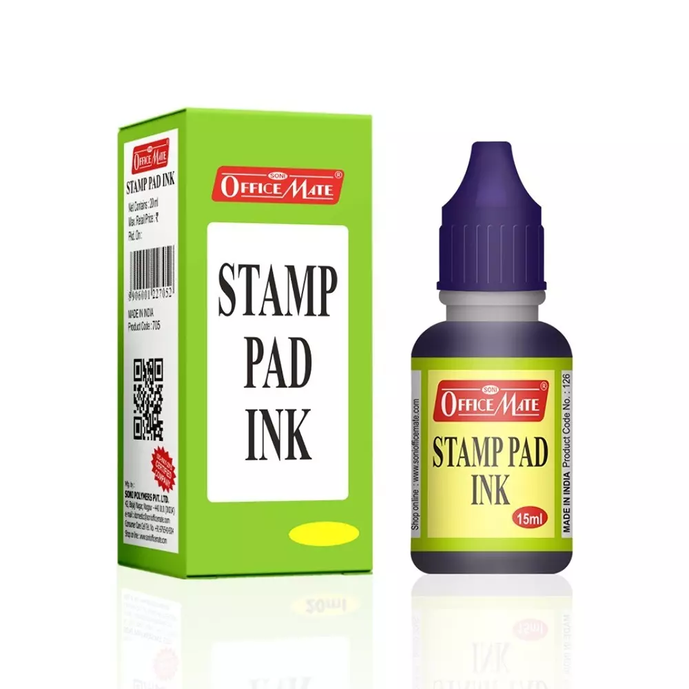 Soni Office Mate 15 ml Stamp Pad Refill Ink Quick Dry Smudge Free Long Lasting for School, Office, Craft & DIY, Violet (Pack of 10)