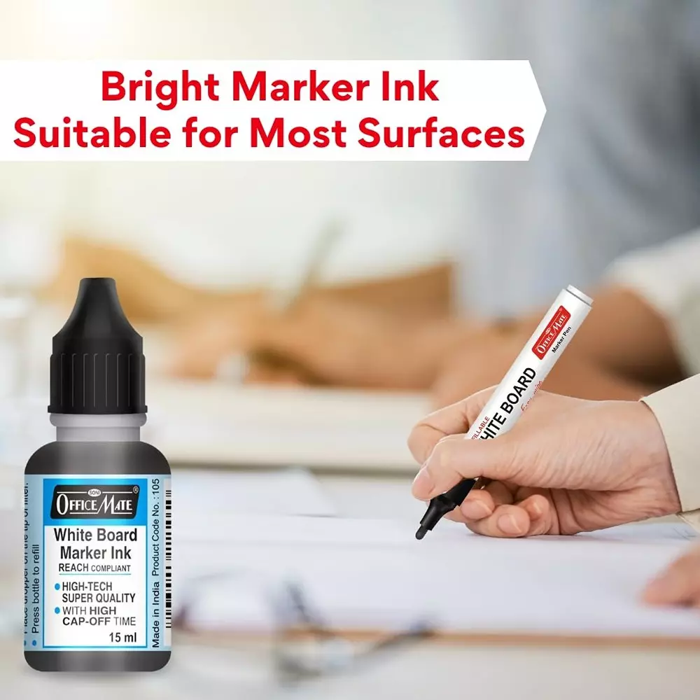 Soni OfficeMate 5 Pcs Whiteboard Marker Refill Ink Assorted 15 ml Size for Office, College & School Use