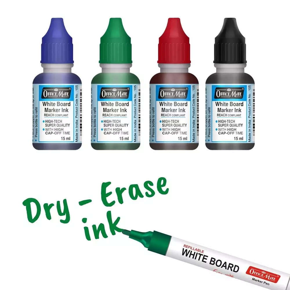 Soni OfficeMate 5 Pcs Whiteboard Marker Refill Ink Assorted 15 ml Size for Office, College & School Use
