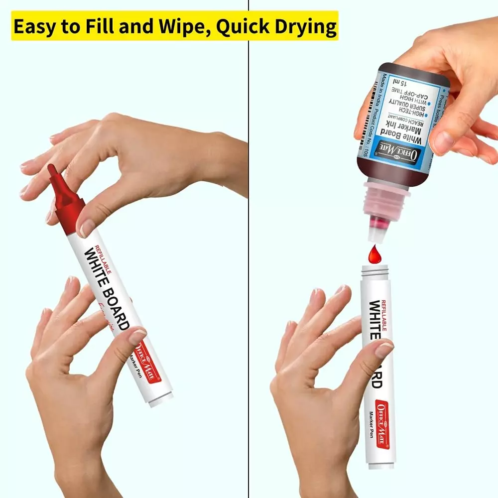 Soni OfficeMate 5 Pcs Whiteboard Marker Refill Ink Assorted 15 ml Size for Office, College & School Use