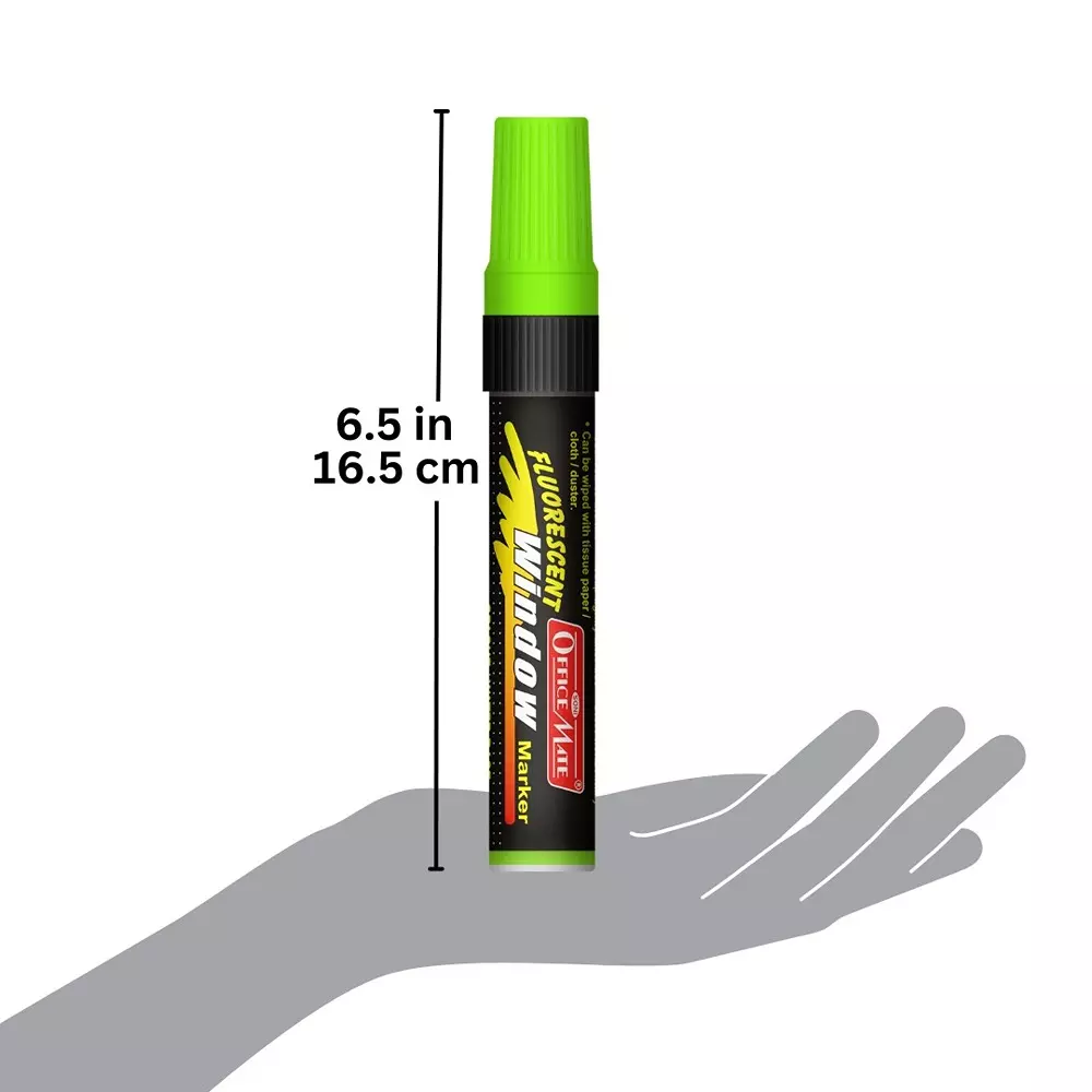 Soni Office Mate Jumbo Fluorescent Chalk Window Marker 15 mm Chisel Tip Smudge-Free, Easy Erase for Cafe, Mirror, Display Multicolor (Pack of 6)