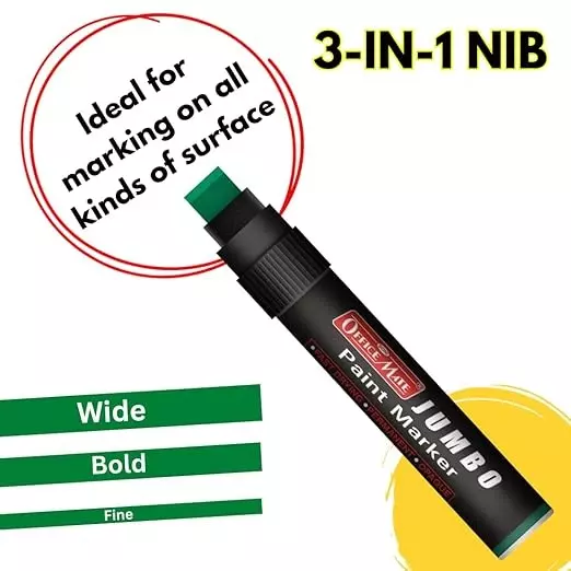 Soni Office Mate Jumbo Paint Marker 15 mm Chisel Tip Oil-Based, Non-Toxic for Murals, Signage & Large Art, Green