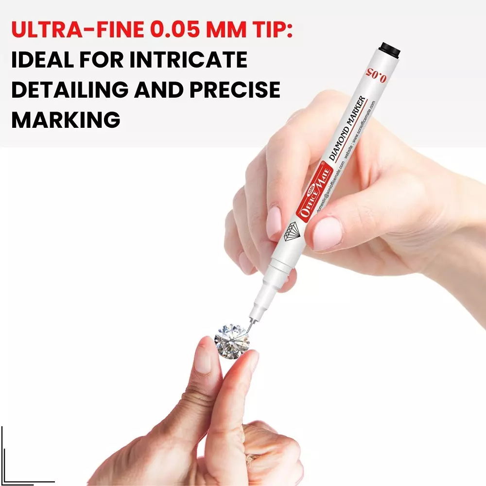 Soni Office Mate Diamond Marker Fade-Resistant Black Ink 0.05 mm Metal Tip Ideal For Industrial Use (Pack of 10)