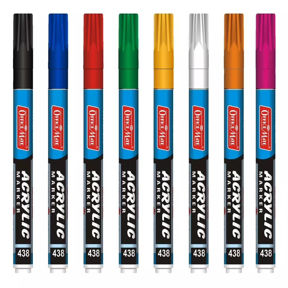 Soni Office Mate 3.05 mm Fine Tip Acrylic Paint Marker Water Based Ink, Fade Resistant for Detailed DIY & Painting, Multicolor