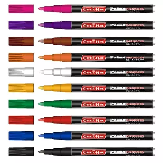 Soni Office Mate Jumbo Paint marker 15 mm Fine Tip Water Resistant, Long-Lasting Oil-Based Ink for Posters, Outdoor Art & Graffiti, Multicolor (Pack of 6)