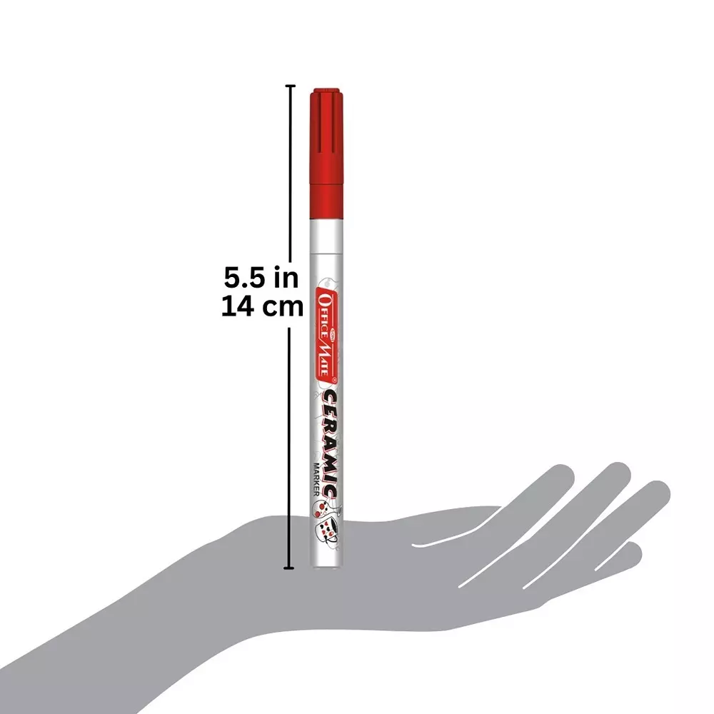Soni Office Mate Fine Tip Ceramic Marker 3.05 mm Bullet Tip Fade-Resistant & Smudge-Proof Ink for Plate, Pot, Cup, Rock & Glass, Multicolor (Pack of 4)
